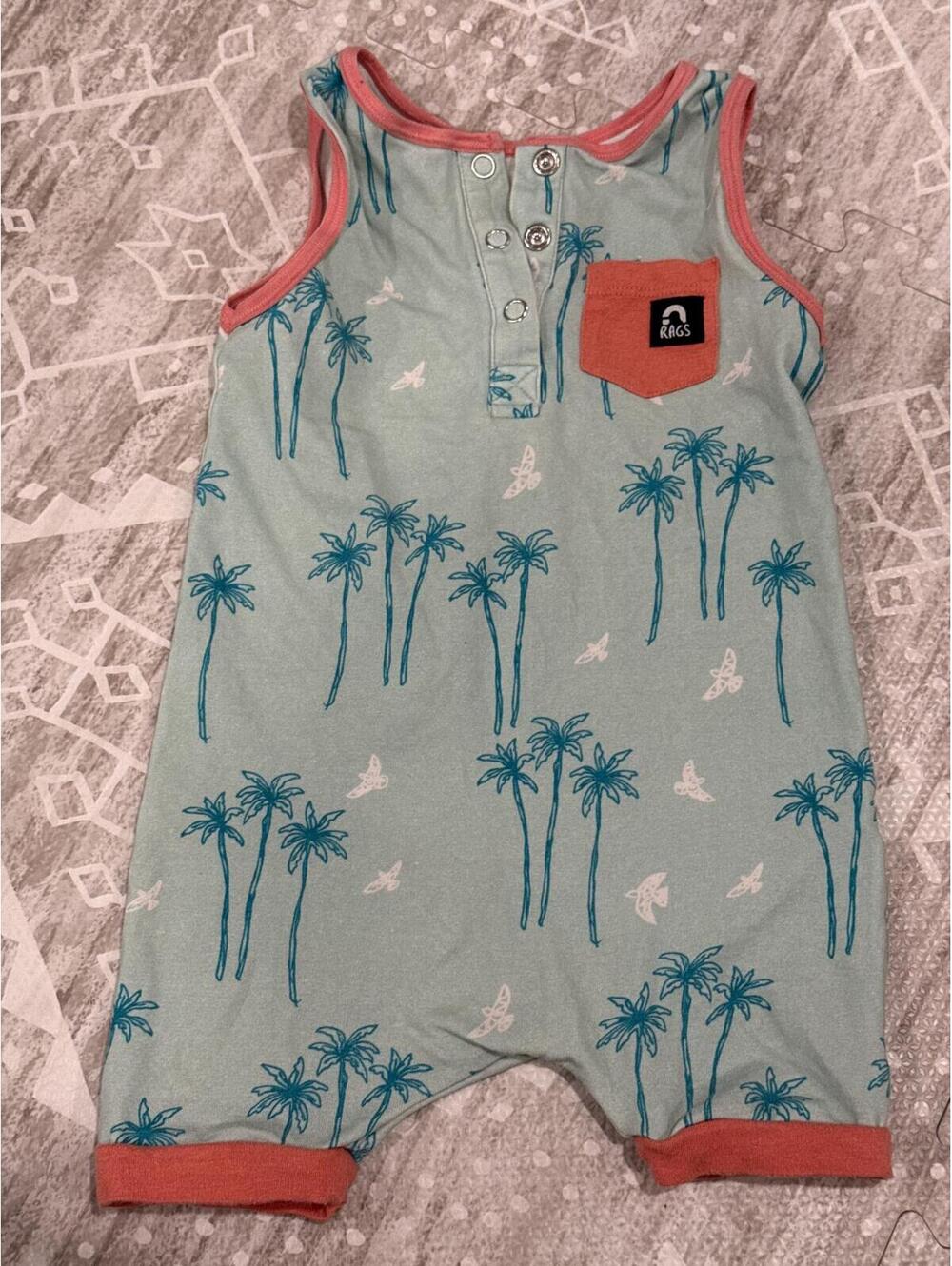 Rags Baby Sleeveless Romper with Palm Tree Print, Size 12-18 Months